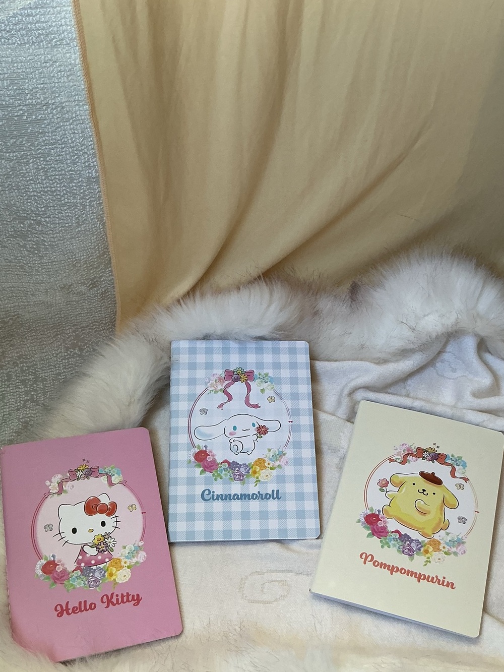 Sanrio Pink, Blue, Cream Character Notebooks Set